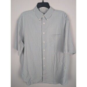Roundtree & Yorke Men's Short Sleeve Blue Plaid Button Front Shirt Size XL Prep